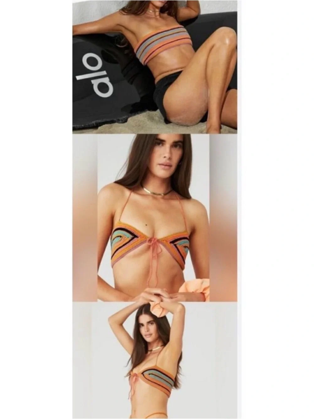 Alo Yoga x Tropic of C Crochet Bandeau Bikini Top Sunset NWT Handmade Peru Small